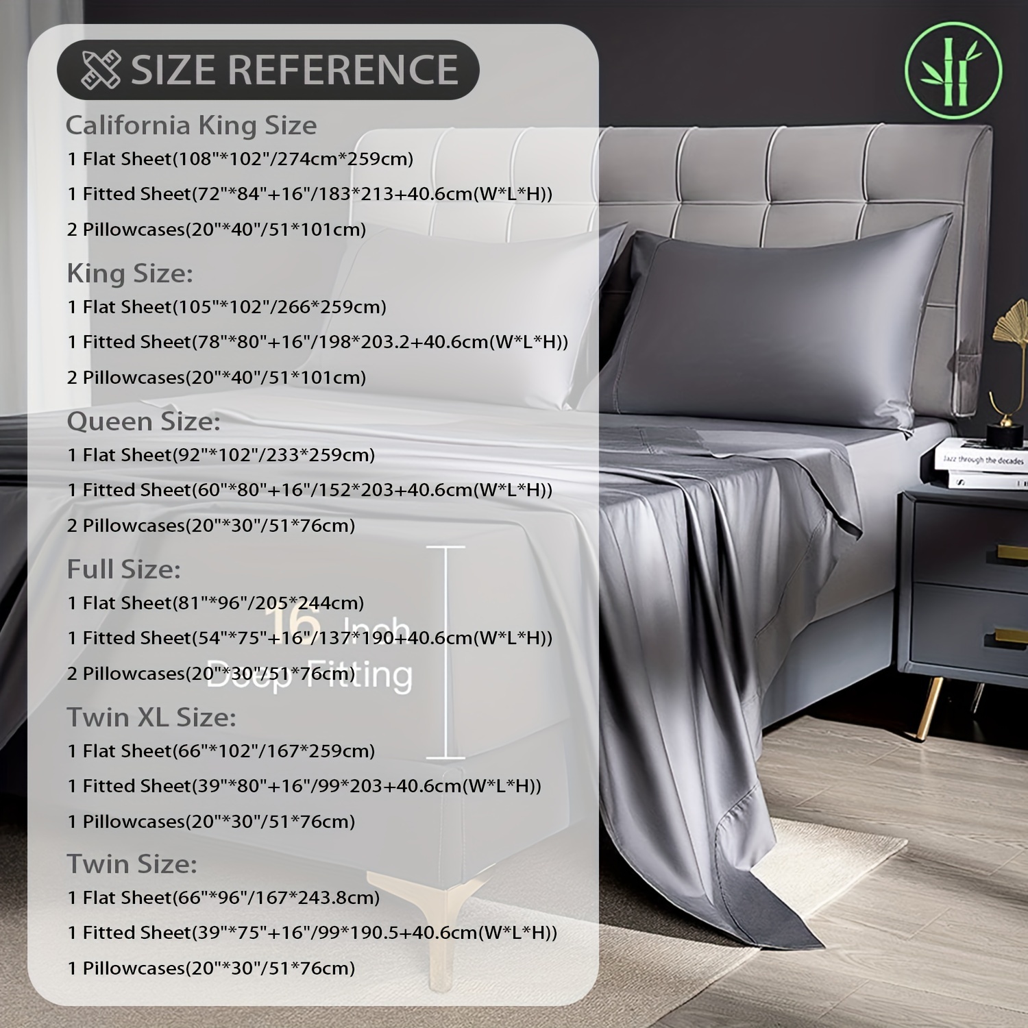 4 Piece Bamboo Bed Sheets Set Rayon Derived From Bamboo Cooling Breathable Bed Sheets Silky Bedding Sheets Pillowcases 16 Inch Deep Pockets Sheet Set 