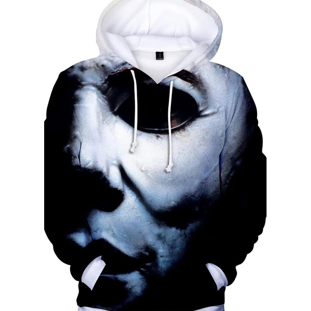 Hoodie for Mens Womens Fashion All-Print Pullover Halloween Michael Myers 3D Printing Hoodie Sweatshirts Adult Men And Womens Casual Streetwear Graphi