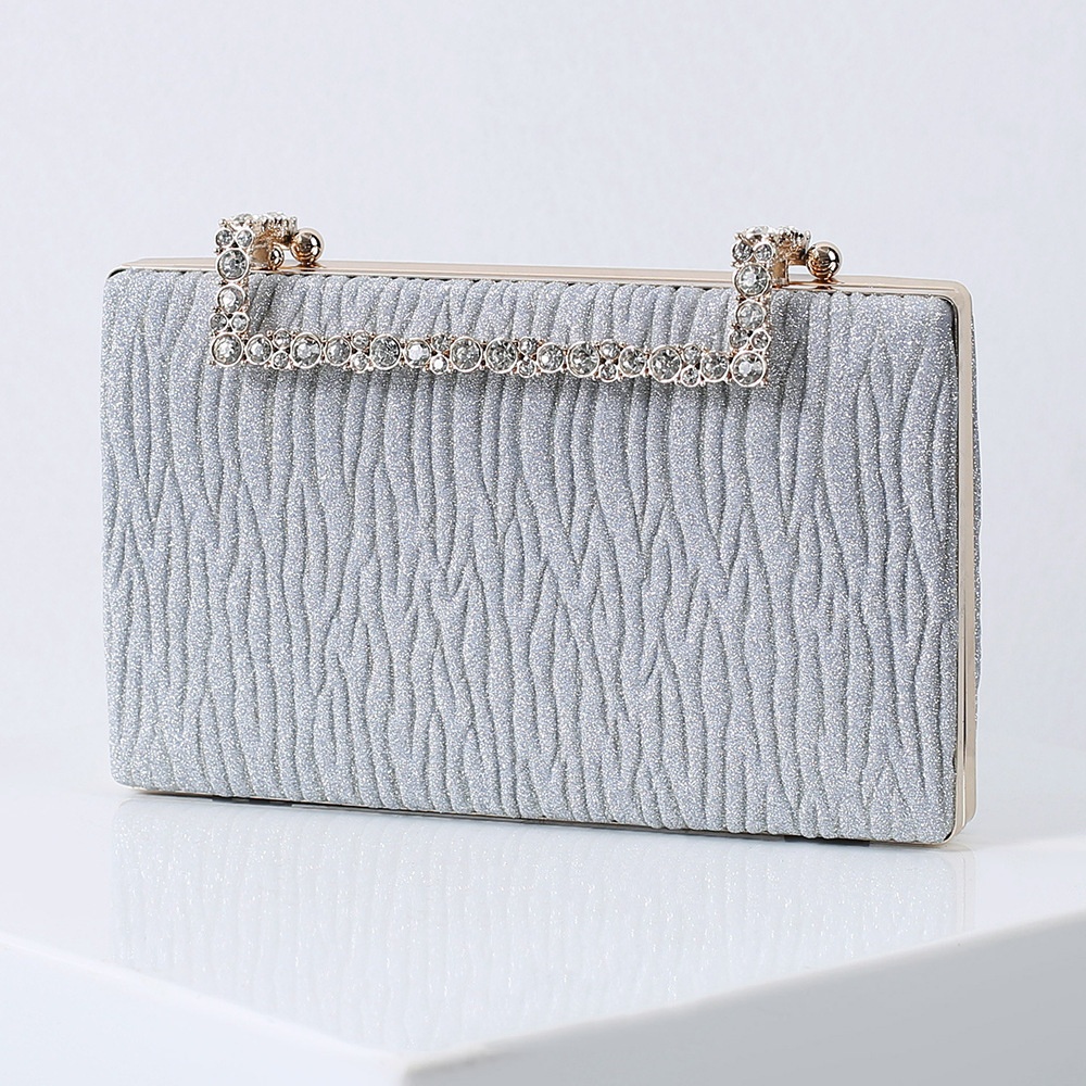 Champagne dinner Bag Pleated Diamond Sparkly dress Clutch Bag Black Dinner bag