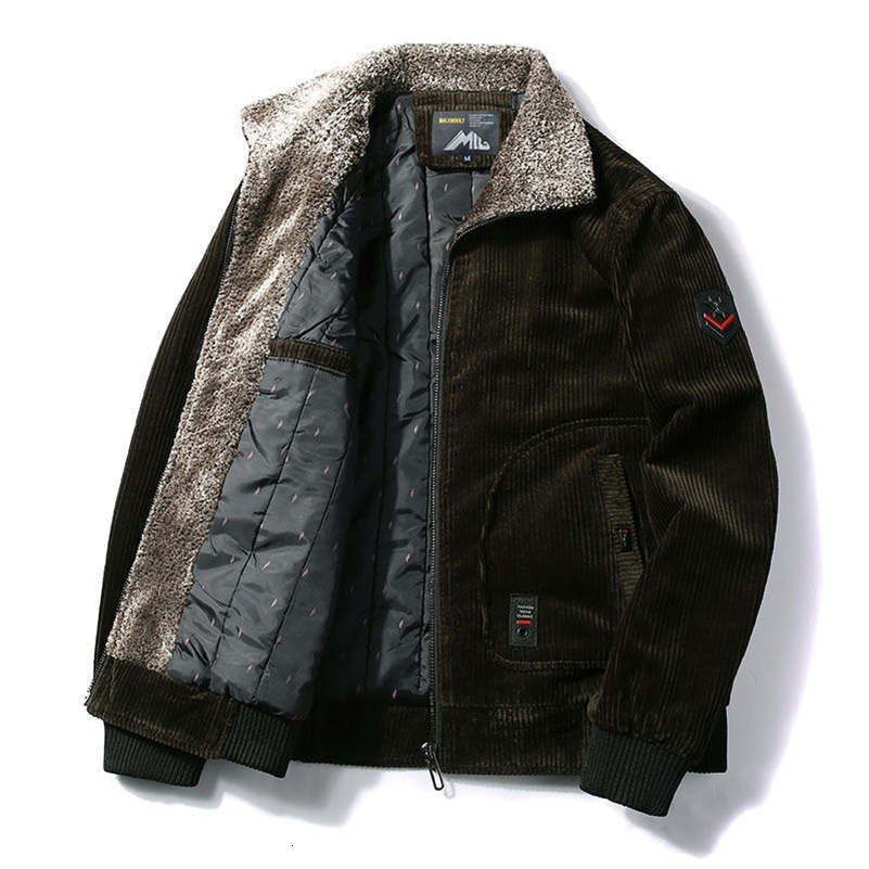 Tree Male Thermal Windbreaker Plus Size Mens Warm Winter Corduroy Jackets and Coats Fur Collar Casual Jacket Outwear y240926