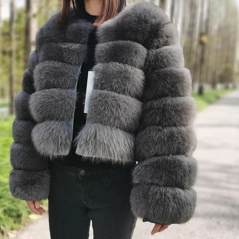 2024 Raccoon Women Winter Fluffy Jacket Thick Warm Furry Outwear Faux Fur Coat
