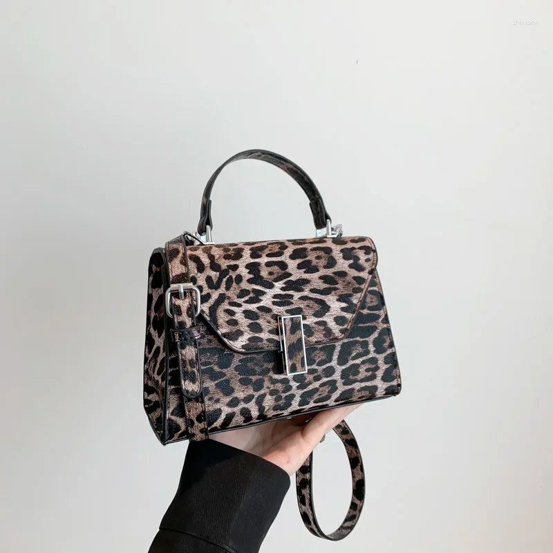 3 Drawstring Small Square Handbag Classic For Women Vintage Clutch Bag Leopard Pattern Crossbody Shoulder Ladies Pu Leather 4