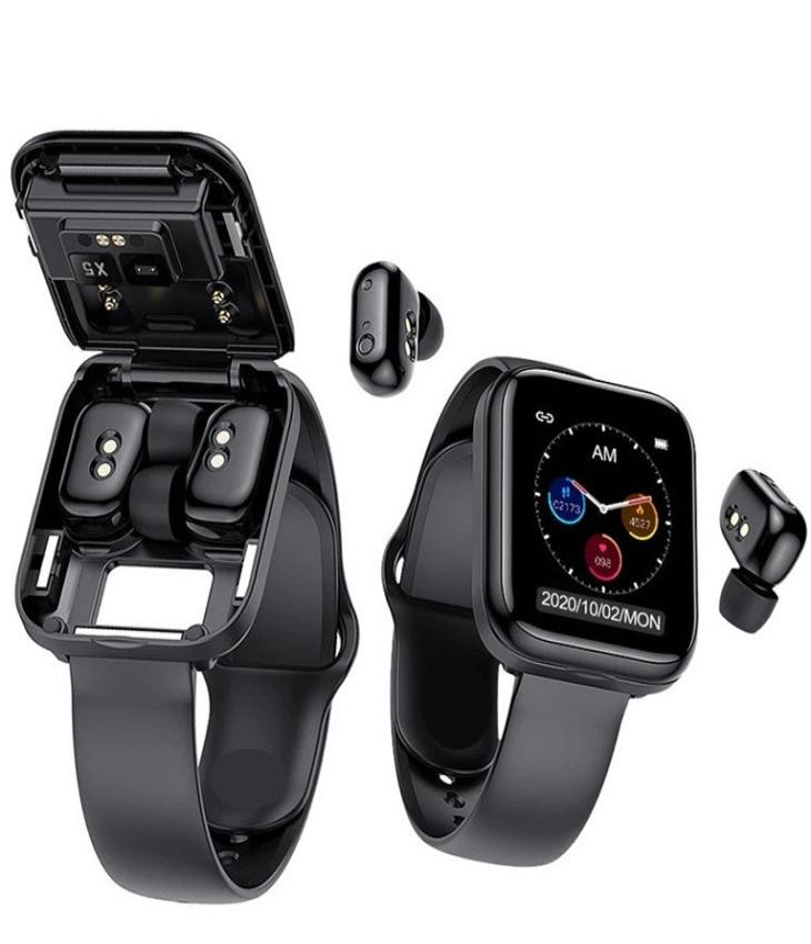 Newest 2 in 1 Smart watch with Earbuds Wireless TWS Earphone X5 Headphone Heart Rate Monitor Full Touch Screen Music Fitness Smart