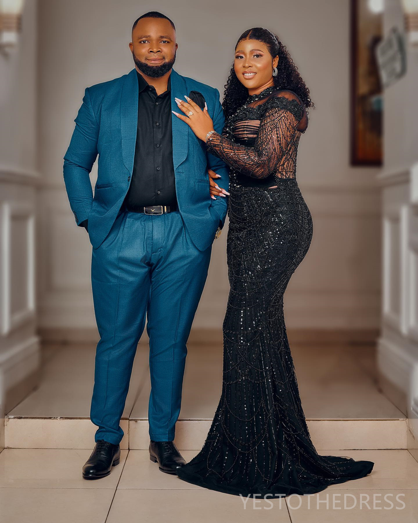 2024 Plus Size Prom Evening Dresses For Black Women Mermaid High Neck Long Sleeves Beaded Lace Pearls Birthday Dress Second Reception Gown AM1623