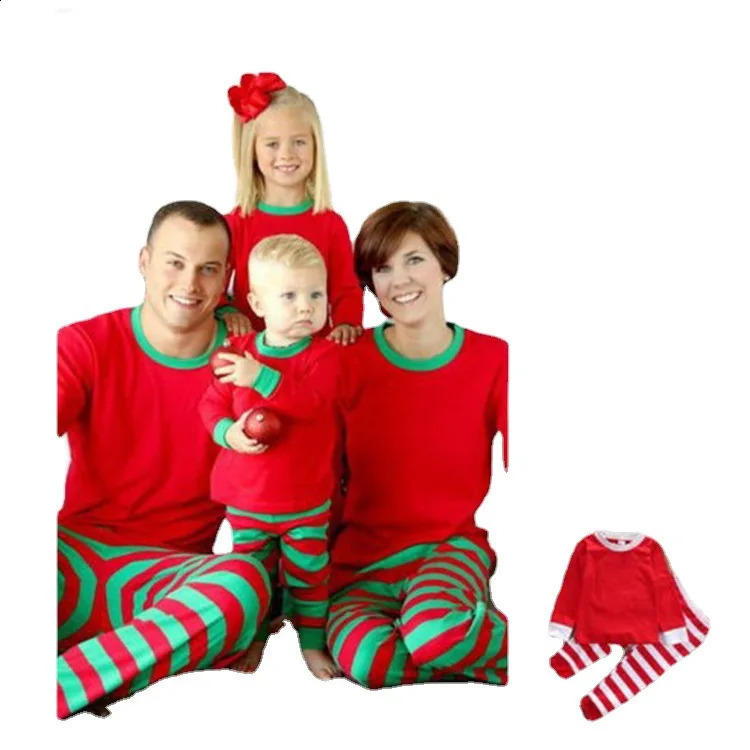 Christmas Pajama Set Striped Printing Mother Father Child Matching Clothes Tight Soft 2piece Family Appearance 240926