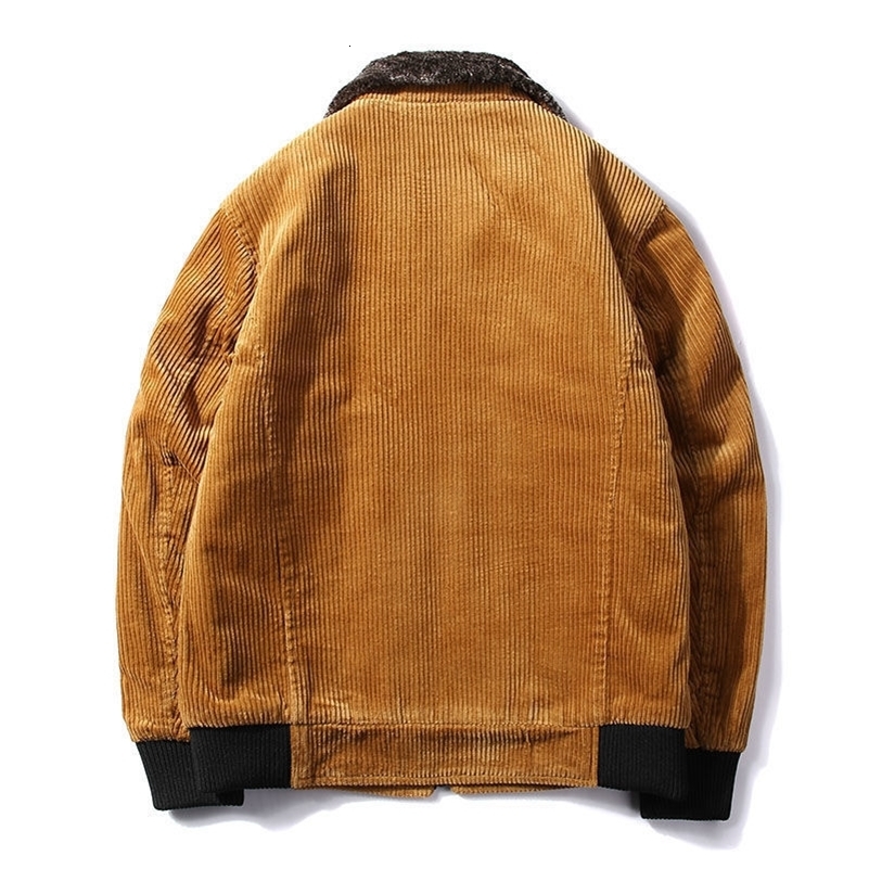 Tree Male Thermal Windbreaker Plus Size Mens Warm Winter Corduroy Jackets and Coats Fur Collar Casual Jacket Outwear y240926