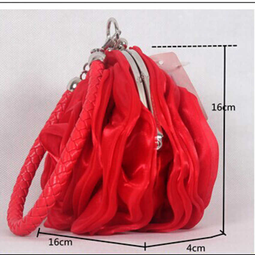 Clutch Bag Red Rose Blossoms Bag Silk Bridal Wedding Designer Bag Banquet Bag New Mini Girl Handbag 240920