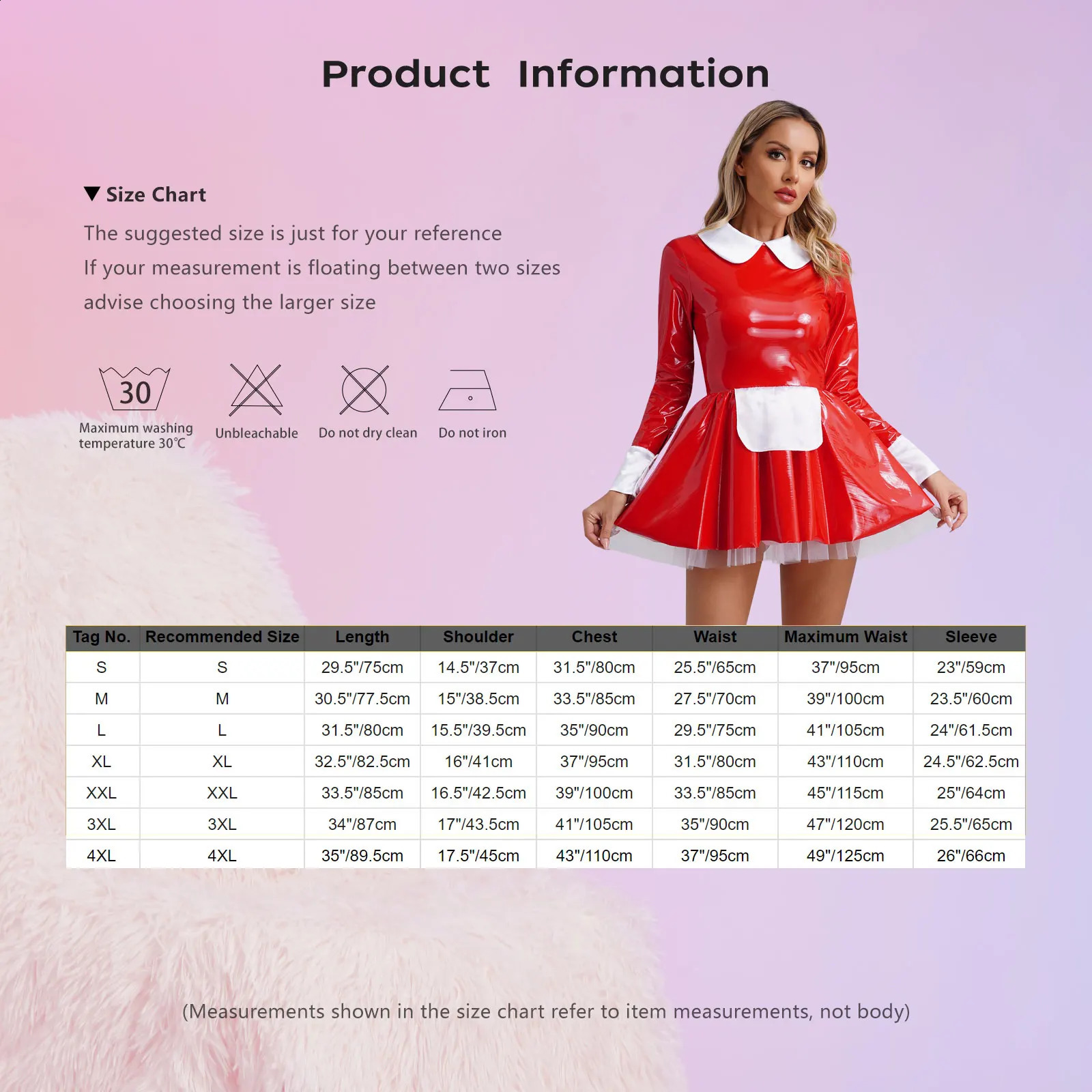 Womens sexy artificial latex French maid dress Halloween sweet Lolita cosplay A-line mini dress club costume maid Wante maid costume 240923