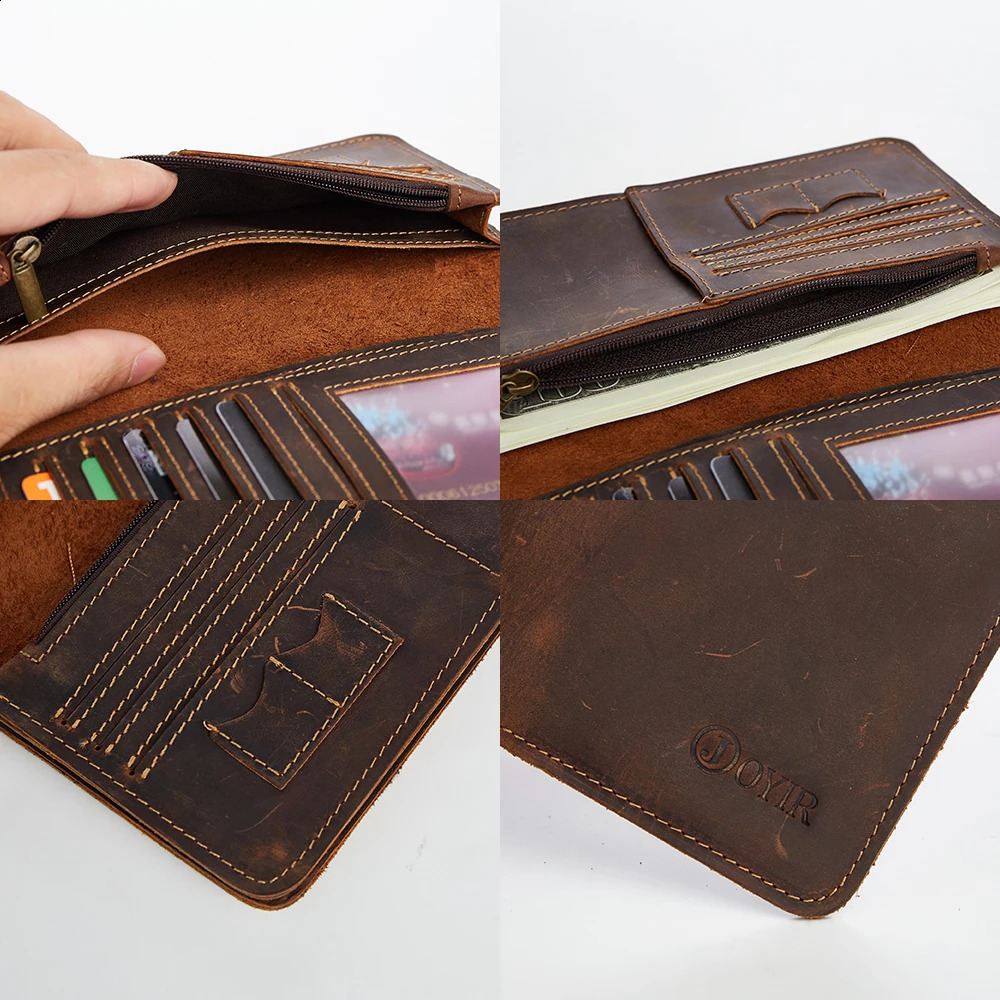 JOYIR Genuine Leather Wallet Coin Purse Vintage Long Men Wallets Perse Solid Card Holder Clutch Carteira Hombre for Male 240924 4