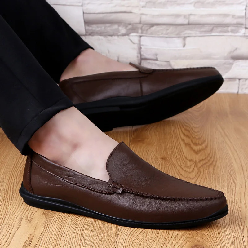 Italian Leather Mens Casual Summer Men Loafers Driving Moccasins Male Comfortable Light Slip On New Boat Shoes Man 240924
