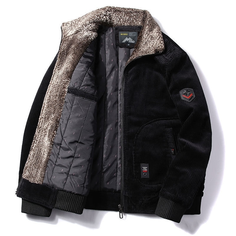 Tree Male Thermal Windbreaker Plus Size Mens Warm Winter Corduroy Jackets and Coats Fur Collar Casual Jacket Outwear y240926