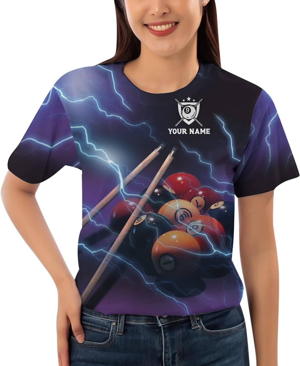 Mens T shirt 3D Personalized Crocodile Thunder Billiard T-Shirt Pool Players Casual Short Sleeve Outfit for Team Men Women graphic tee Casual tops sum