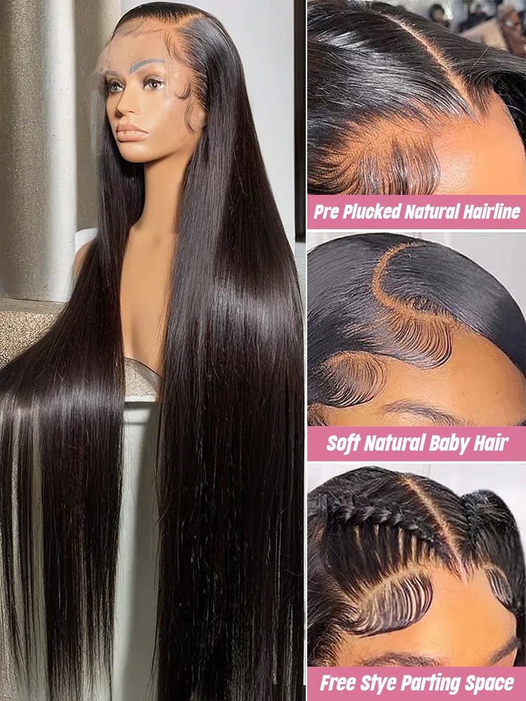 30 32 Inch 13X4 Bone Front Human Hair Brazilian 13X6 Straight HD Lace Frontal Wig 6X6 Closure Glueless Wigs