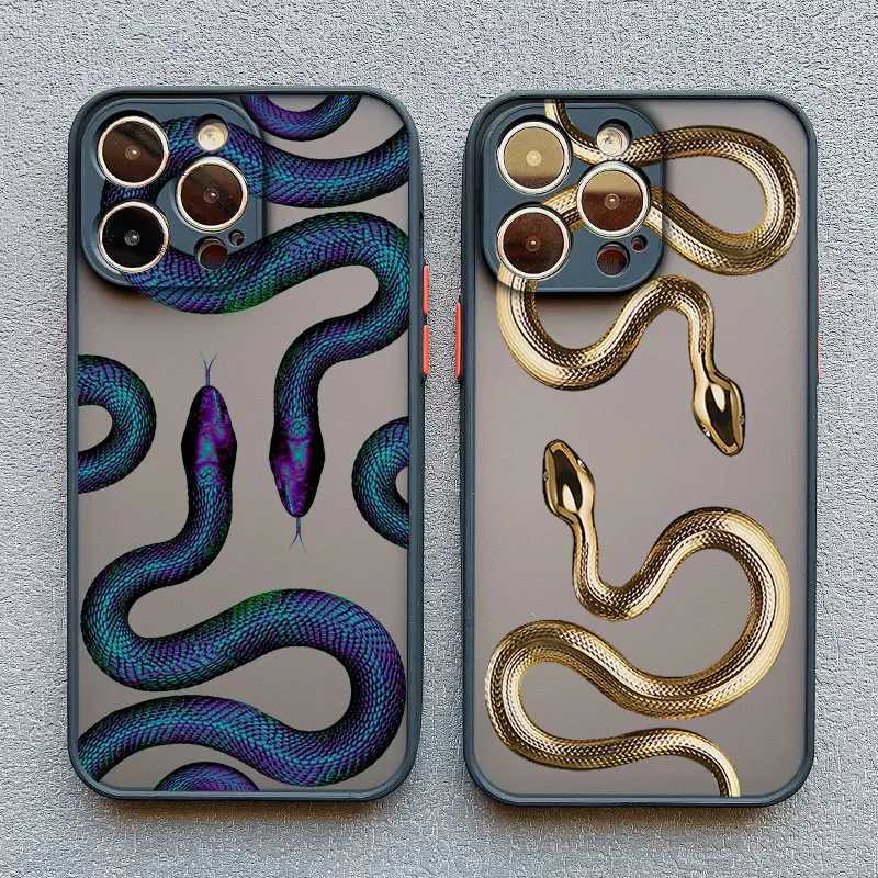 Luxurious Black Gold Snake Phone Case for IPhone 16 Plus 15 14 13 12 11 Pro Max Mini X XR Unique Dragon Shockproof Back Cover M240927