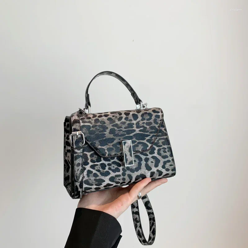 3 Drawstring Small Square Handbag Classic For Women Vintage Clutch Bag Leopard Pattern Crossbody Shoulder Ladies Pu Leather 4