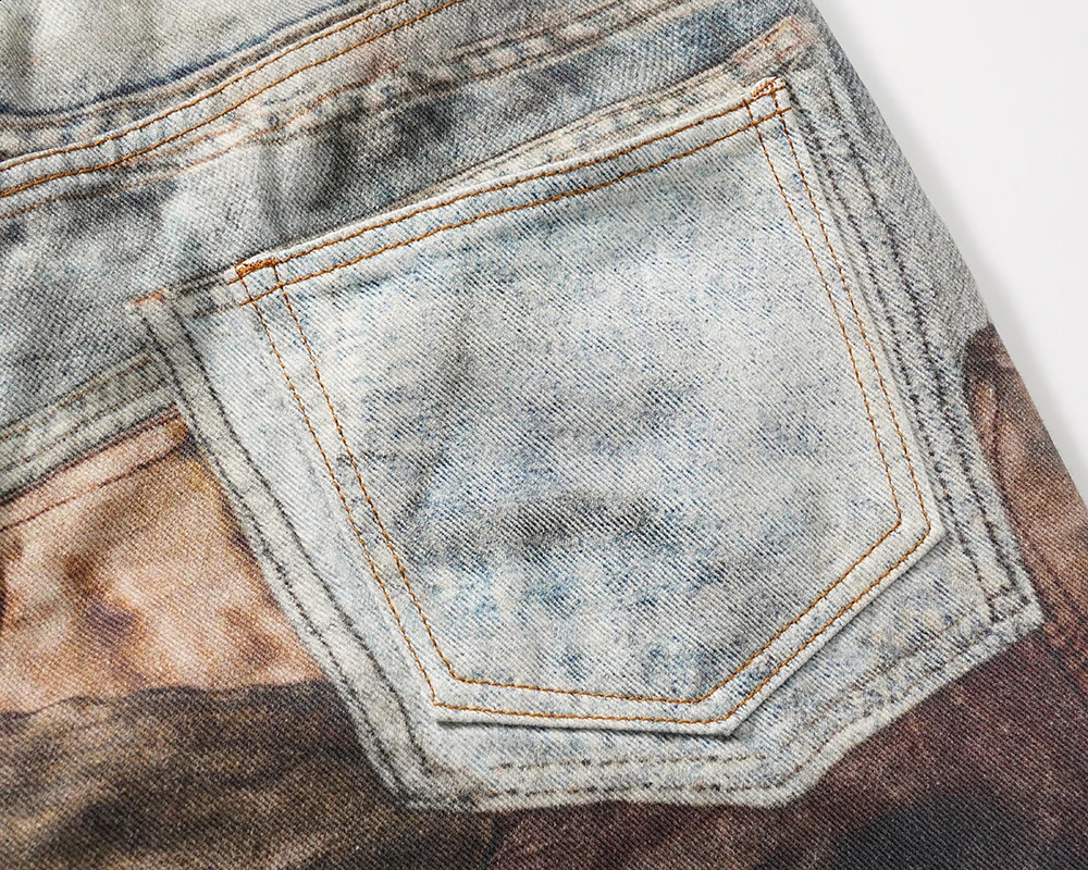 Y2K Autumn Wear Patch Work Bag Jeans Mens And Womens Straight Tear Casual Denim Loose Cargo Oversized 240924