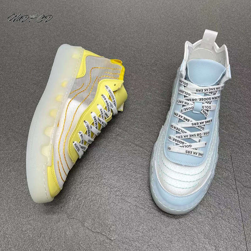 High Top Sneakers Casual Men Fashion Canvas/Mesh Breathable Upper Height Increased Flat Platform White Trend Board Shoes