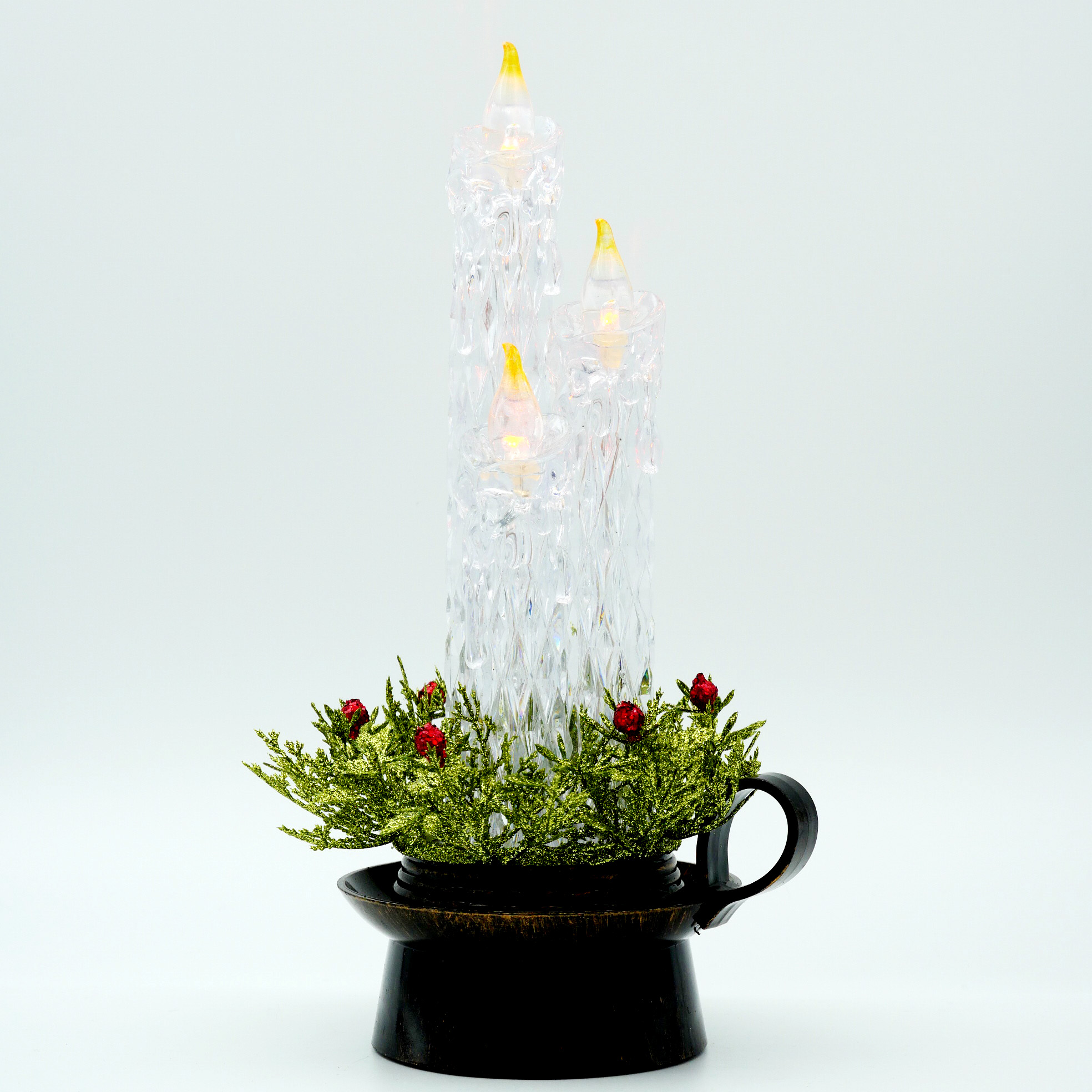 Christmas gift crystal tube candles with warm white flower lights can be timed decoration