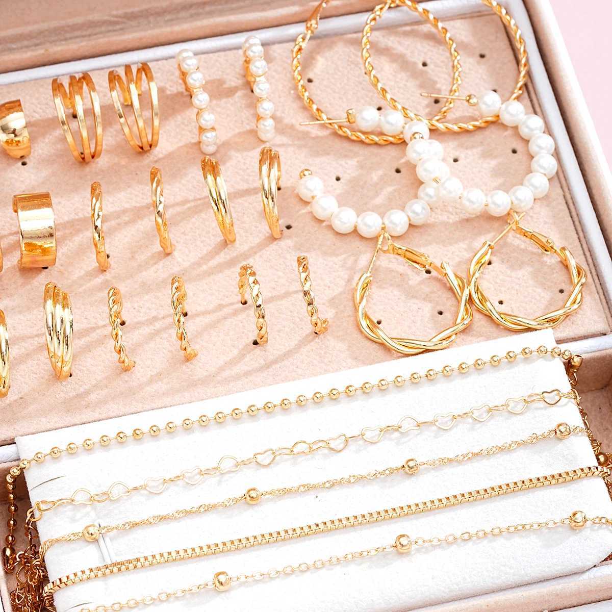 51 elegant Bohemian metal earrings rings necklaces bracelets jewelry sets for ankles suitable for warm parties daily casual gifts Y240926