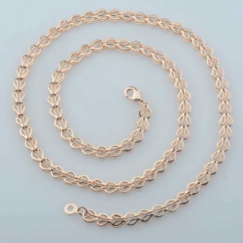 6mm Wen 585 rose gold colored feather shaped double-layer snake necklace bracelet set jewelry Y240926