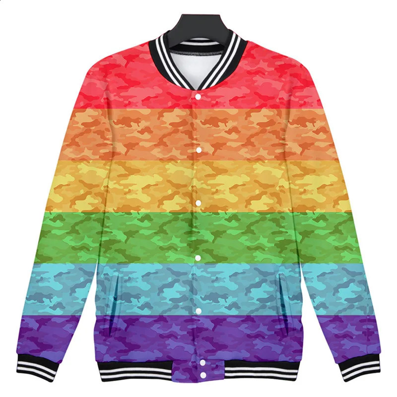 LGBT Fashion Jackets Baseball Clothing Uniform Coat Rainbow Flag Lesbians Gays Casual Hoodies Harajuku Sweatshirt Bomber Jacket 240927