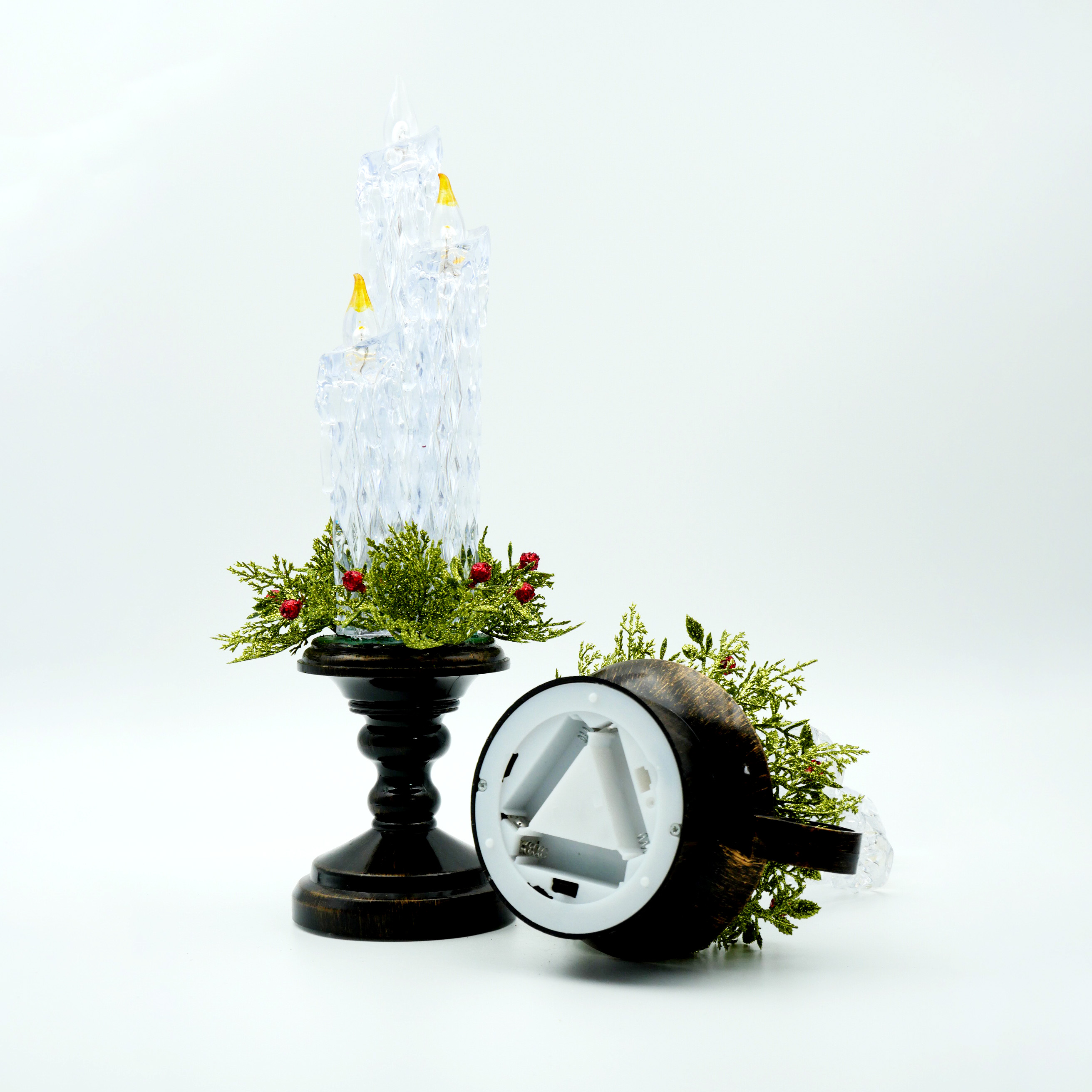 Christmas gift crystal tube candles with warm white flower lights can be timed decoration