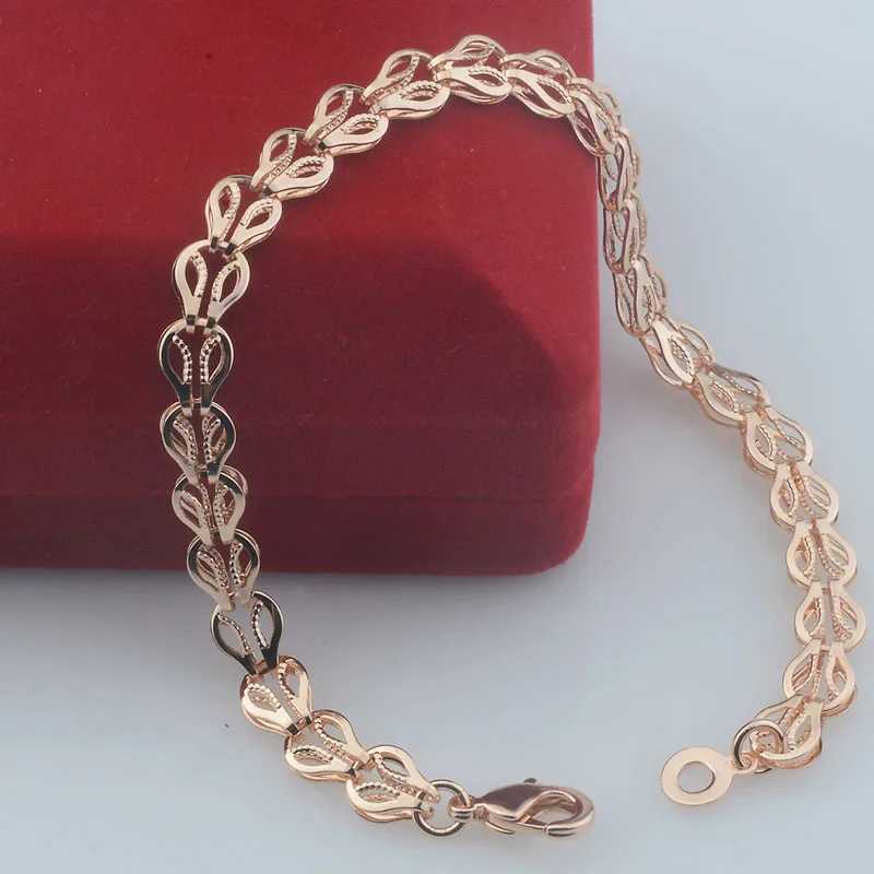 6mm Wen 585 rose gold colored feather shaped double-layer snake necklace bracelet set jewelry Y240926
