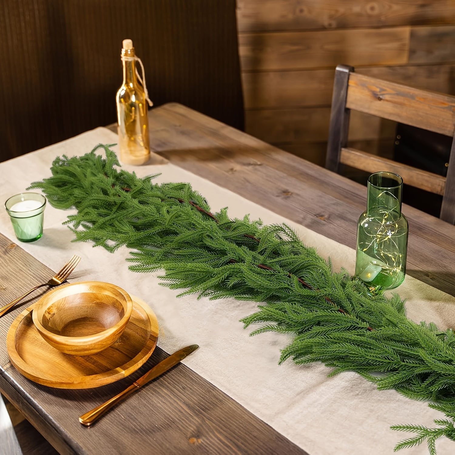 Realistic 6ft Artificial Norfolk Pine Garland with Green Vine for Christmas Decor dh5727163