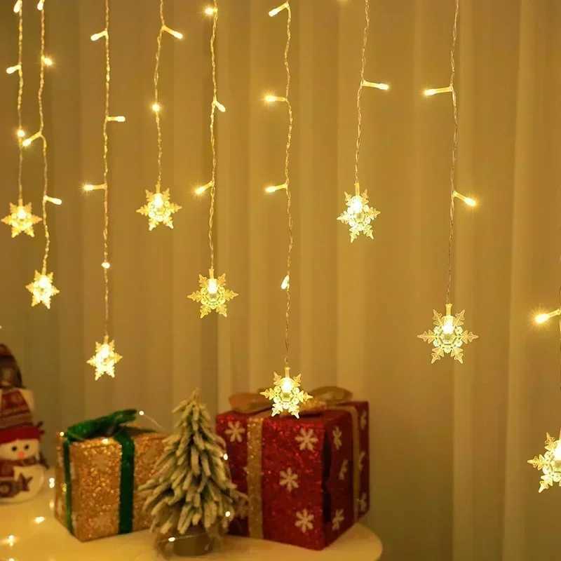 3M Christmas Lights LED Snow Curtains Ice Fairy String Lights Outdoor Garden Party Garden 2024 New Year Decoration Y240927