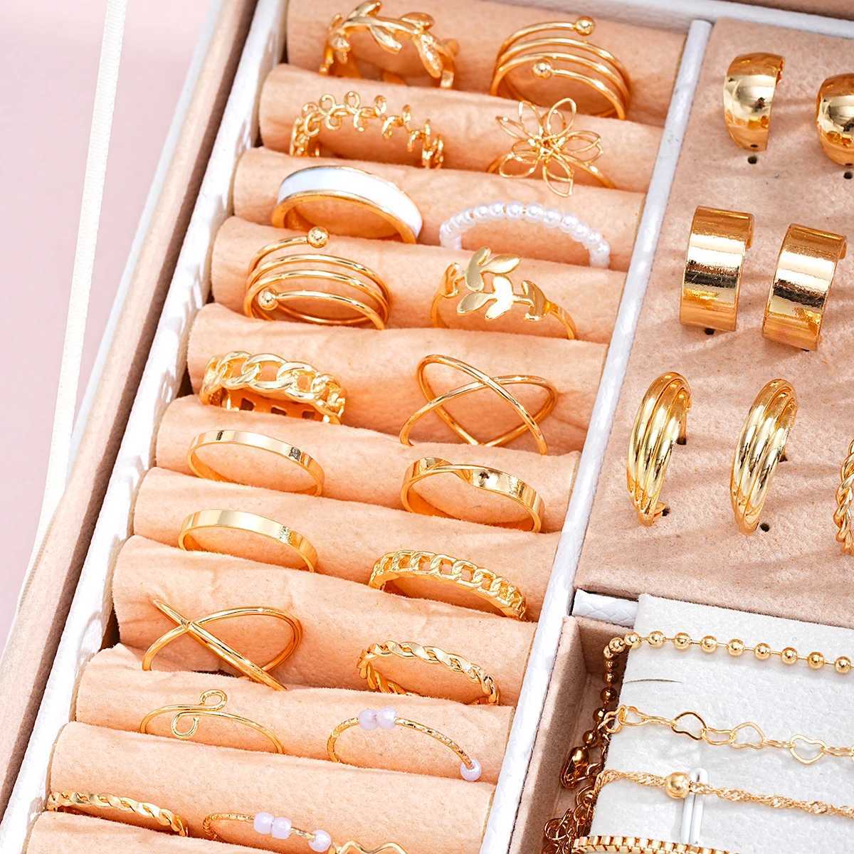 51 elegant Bohemian metal earrings rings necklaces bracelets jewelry sets for ankles suitable for warm parties daily casual gifts Y240926