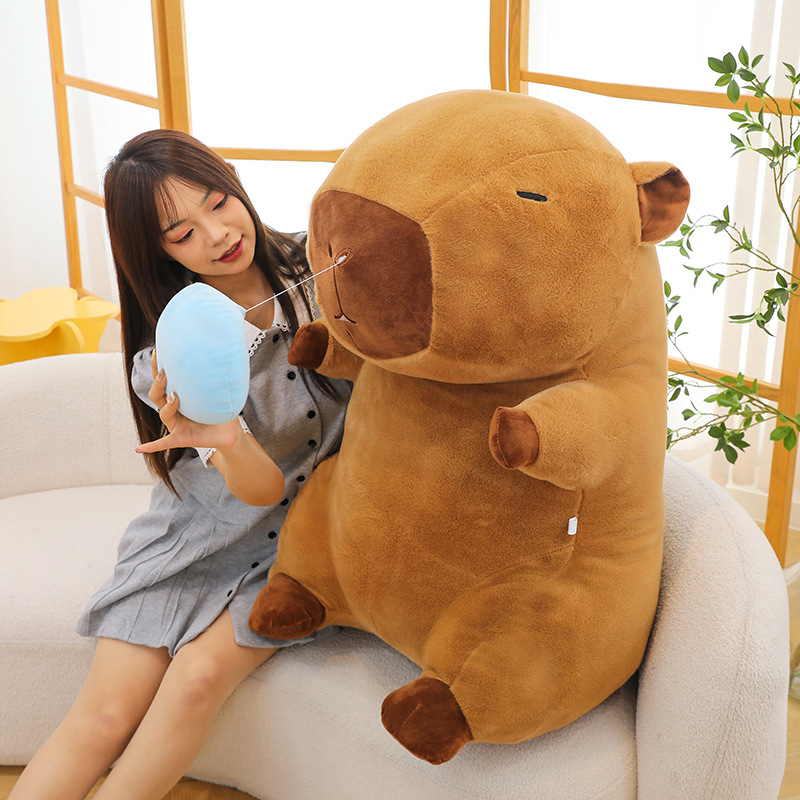 Big Funny Cartoon Snot Bubble Capybara Plush Toy Giant Soft Capybara Doll Ugly Cute Birthday Gift Exhibition Hall Decoration 35inch 90cm DY10221