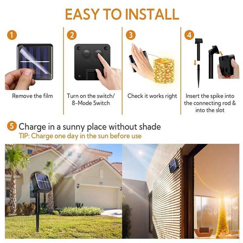 5M/20M/30M Solar Powered LED Fairy Light Outdoor Waterproof Festoon Garden String Lights Christmas Party Garden Solar Light Decoration Y240927