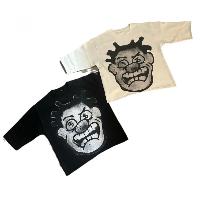 Y2k oversized cartoon pattern T-shirt, hip-hop Harajuku streetwear fashionable women casual round neck Gothic short sleeved top