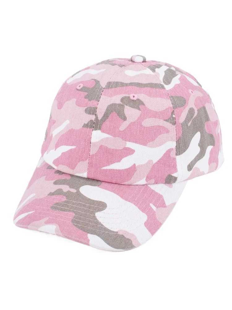 Pink Camo Caps for Women Hiking Hat Cotton Unstructured Ball Cap Outdoor Travel M240926