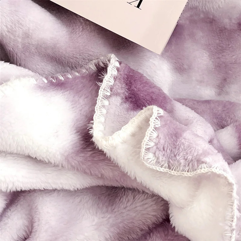 Purple Blanket Tie Dye Soft Throw Blankets for Couch Sofa Bed Soft Lightweight Plush Cozy Faux Rabbit Fur Blankets Throws 240925