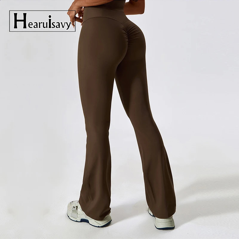 Naked feeling exercises legs womens gym waist push ups Flared Pants sports tight fitting breathable yoga clothes 240921