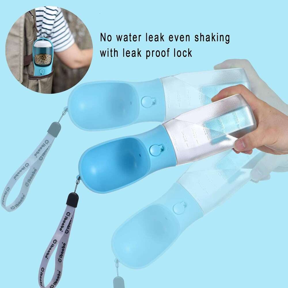 Cibaabo Dog Water Bottle with Food Container & Poop Bag Holder, Travel Water Bowl, Portable Pet Dispenser, Dog Stuff Accessories Items, Puppy Essentia