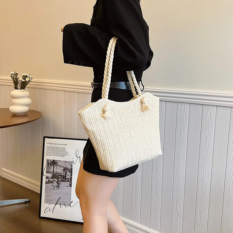 Large Capacity Shoulder Bag Women Summer Woven Straw Bag Vacation Beach Shopper Tote Bags Bohemian Party Big Handbags 240924