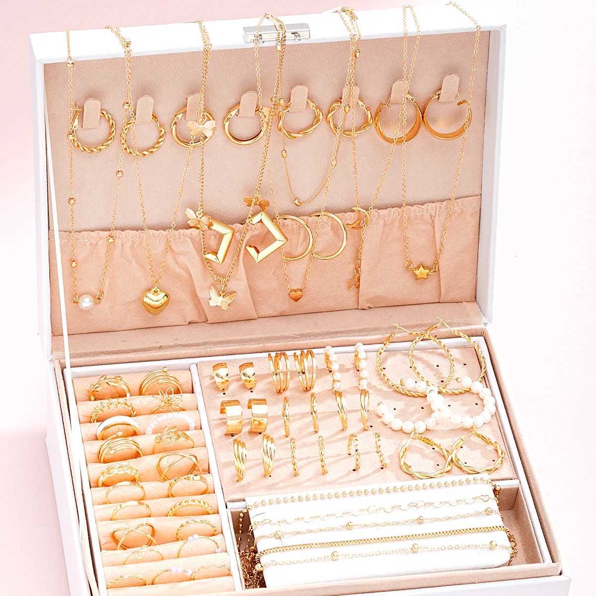 51 elegant Bohemian metal earrings rings necklaces bracelets jewelry sets for ankles suitable for warm parties daily casual gifts Y240926