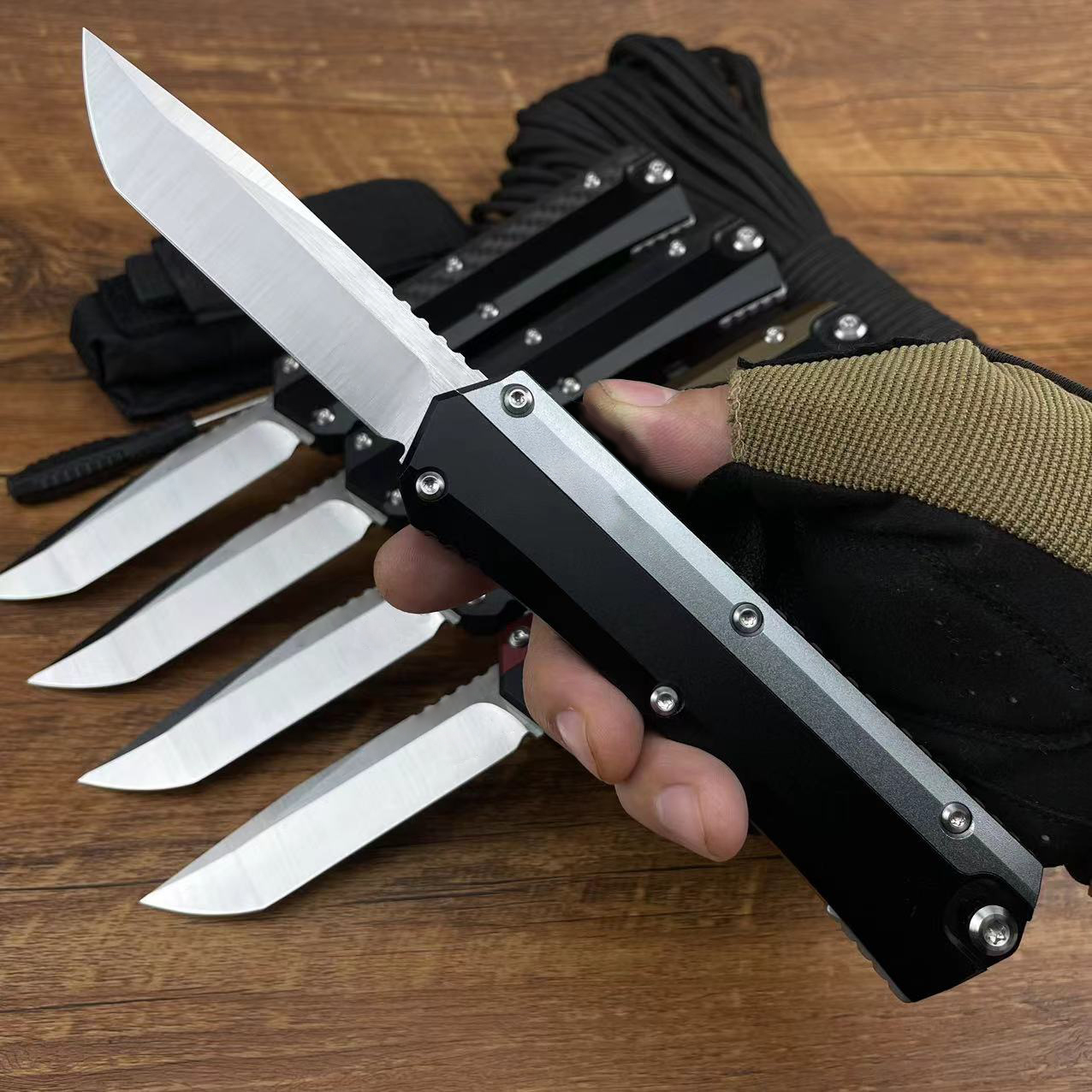 High End Tactical Knife D2 Satin Tanto Point Blade CNC Aviation Aluminum Handle Outdoor EDC Pocket Knives With Nylon Sheath 5 Styles