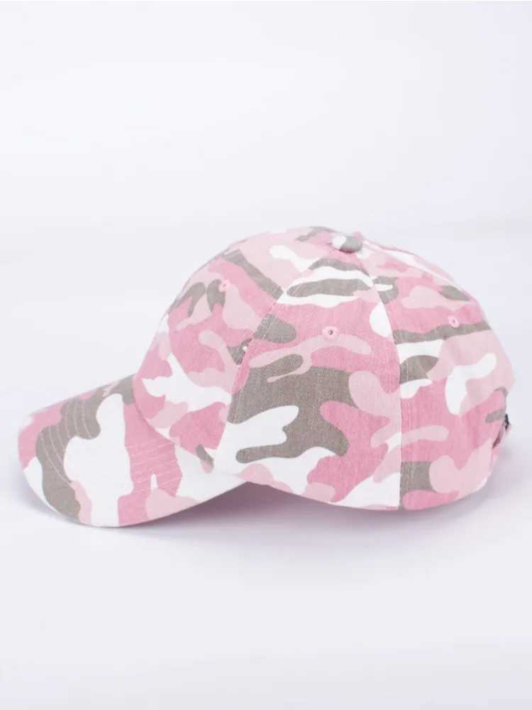 Pink Camo Caps for Women Hiking Hat Cotton Unstructured Ball Cap Outdoor Travel M240926