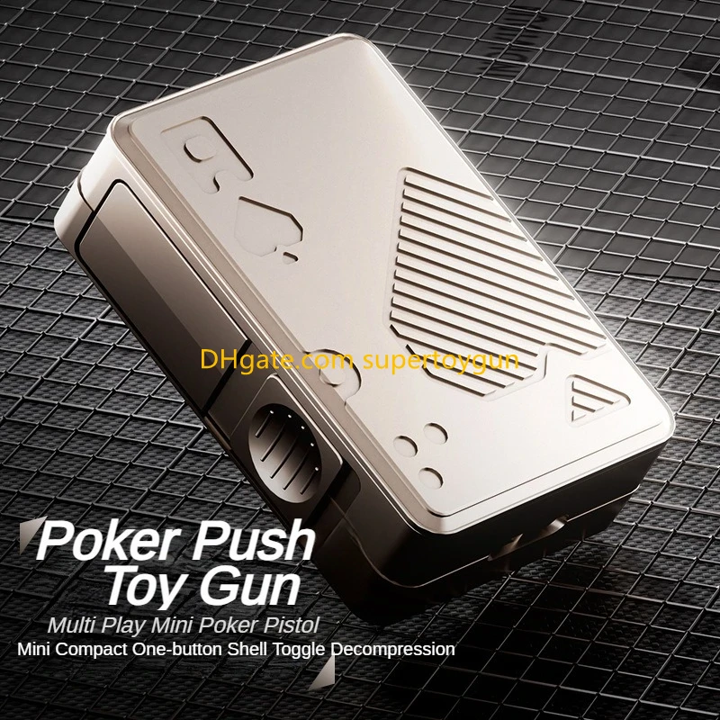 Alloy Poker Toy Gun Soft Bullet Shell Ejecting Shooting Model Pushing Card Pistol Launcher Decompression Toy for Adults Children