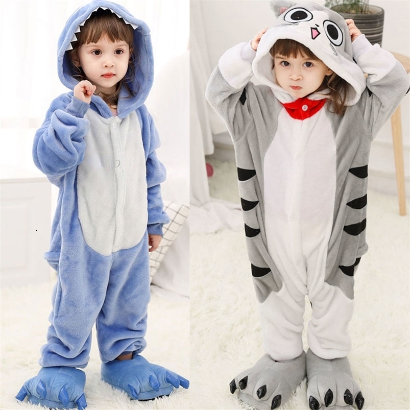 Kigurumi Cat Onesie Kids Unicorn Pajamas For Children Animal Cartoon Blanket Sleepers Baby Costume Winter Boy Girl Jumspuit 240910CJ