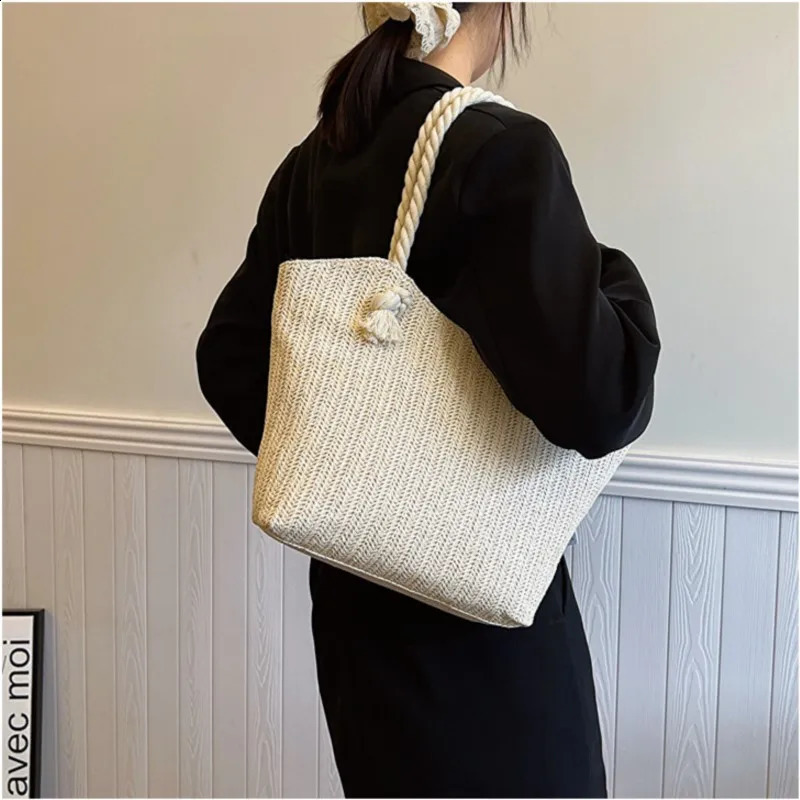 Large Capacity Shoulder Bag Women Summer Woven Straw Bag Vacation Beach Shopper Tote Bags Bohemian Party Big Handbags 240924