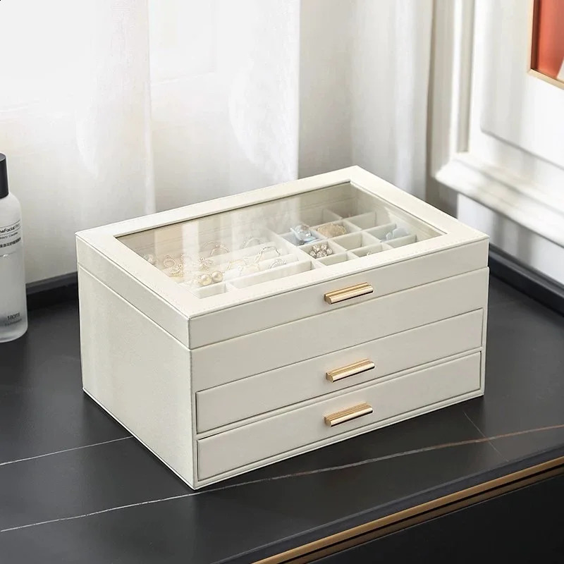 Organizer Display Jewelry Box Portable Travel S/M/L 3Layers Jewelry Gift Boxes Jewelry Button PU Storage Jewelers Case 240923