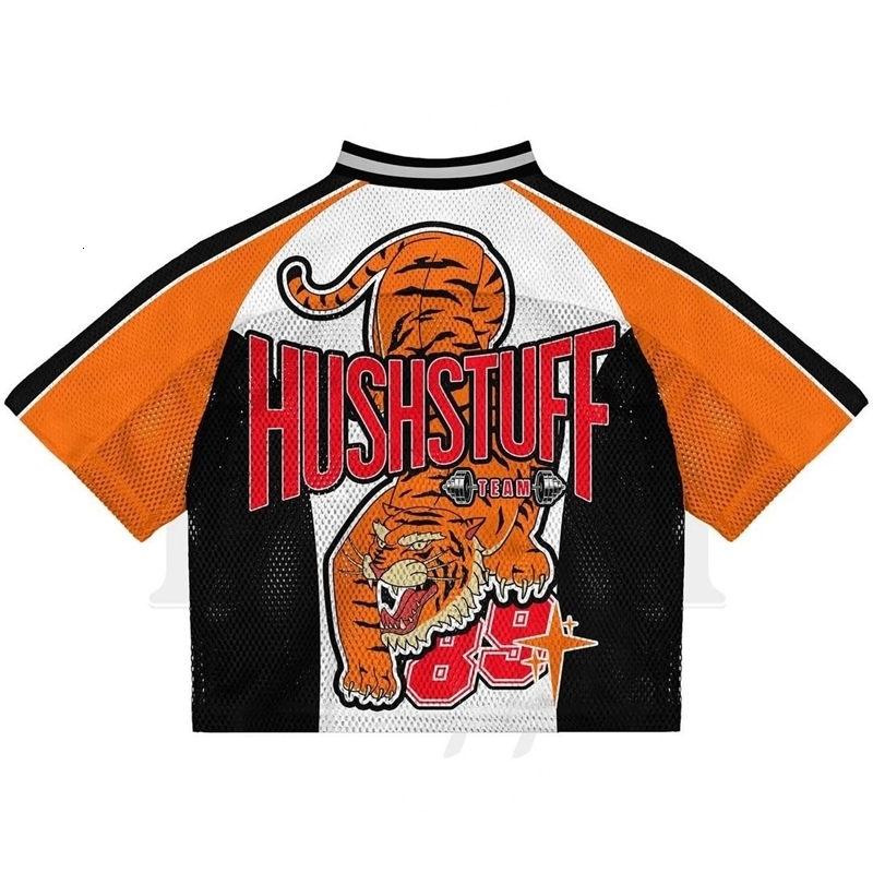 American street hiphop tiger print sports baseball Tshirt mens fashion trend loose Harajuku casual couple Y2K top 240926
