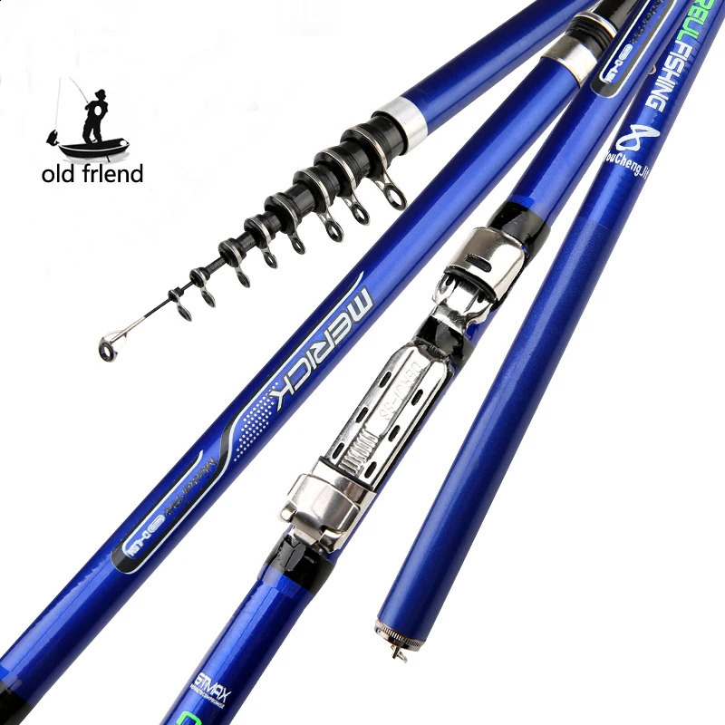 Carbon fiber 3.6M 4.5M 5.4M 6. rotating fishing rods electric telescopic rock fishing rods ww1 241011