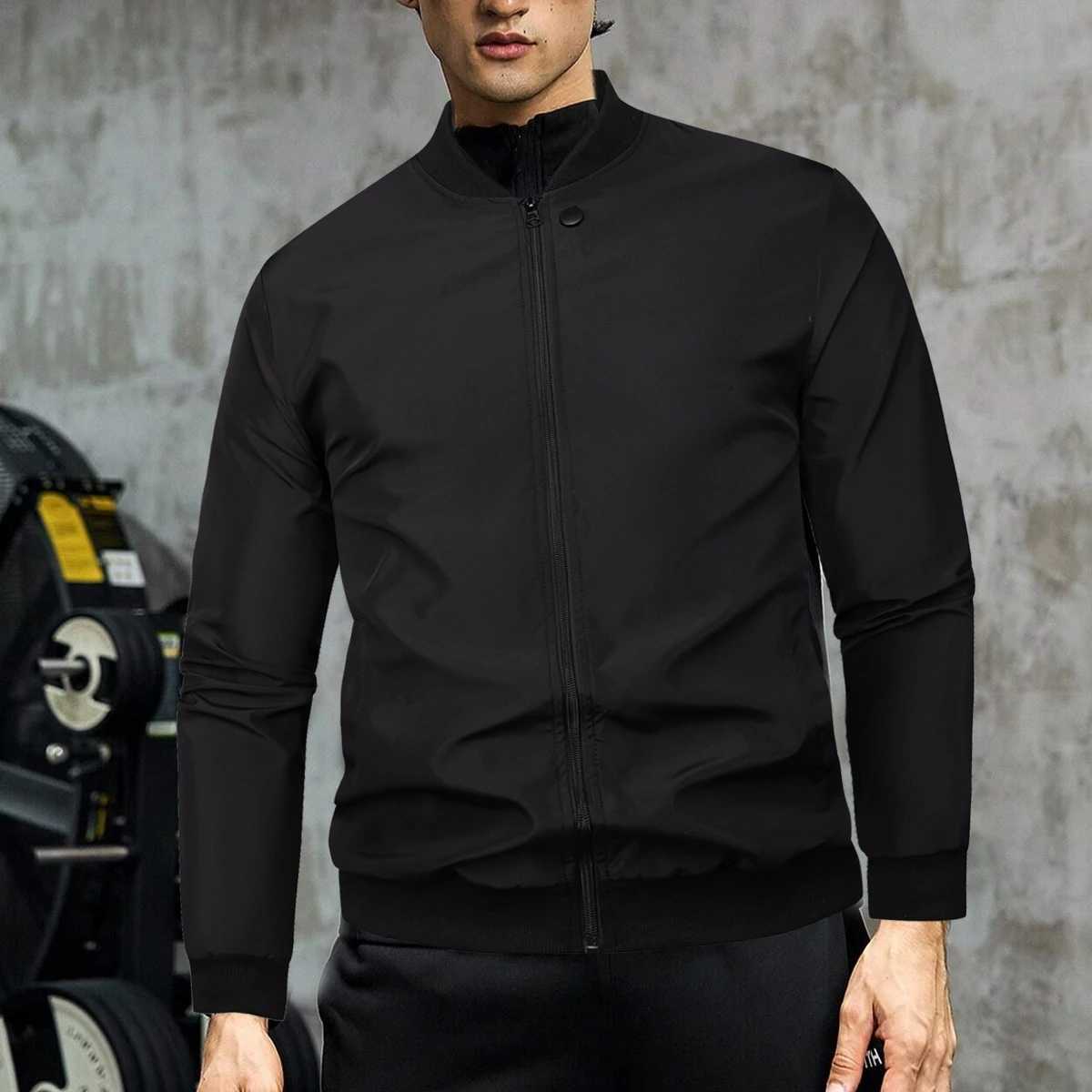 20245 Spring and Autumn New Baseball Collar Short Loose Solid Color Jacket Mens Business Casual Thin Coat Trend XJ250621