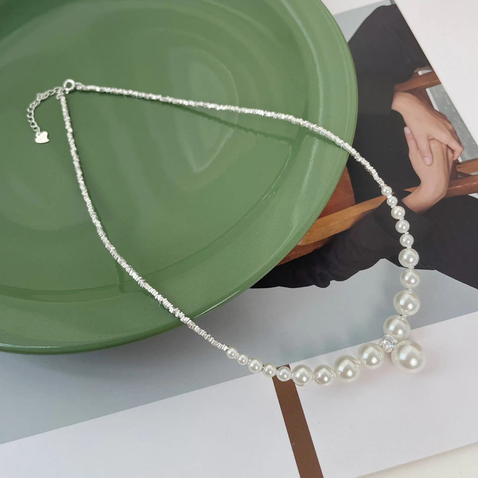 100% S925 Sterling Silver Gradient Pearl Pendants Necklace For Women Classic Choker Chain Wedding Birthday Party Gifts Jewelry 240921