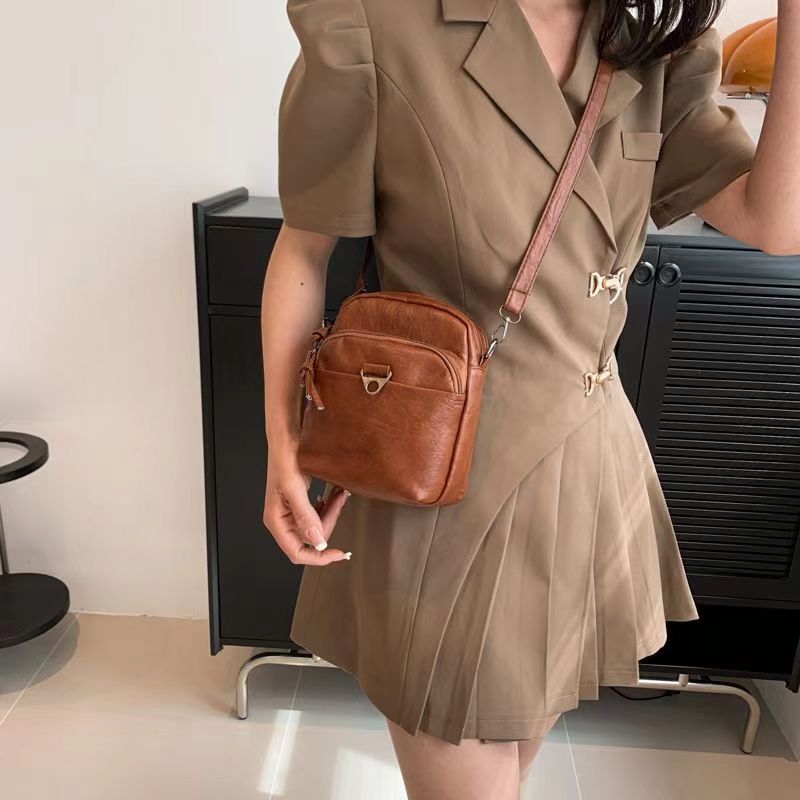 New Fashion Trend Women's Casual Crossbody Solid Color Foreign Style Small Single Shoulder Mobile Phone Bag